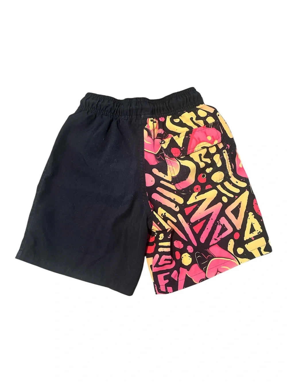 Kids Fortnite Black/Orange/Pink Gradient Graphic Swim Shorts